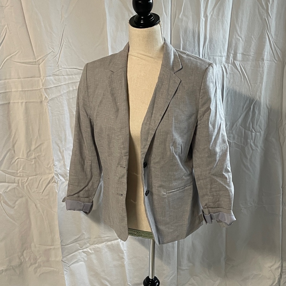 Banana Republic Linen Gray Blazer with Rolled Sleeves